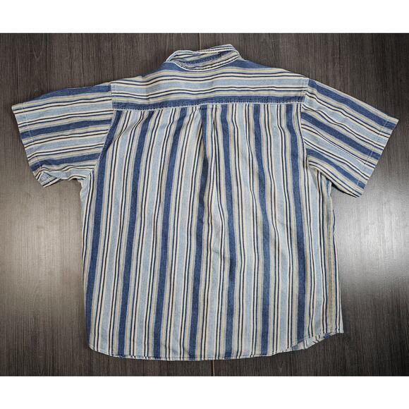 Basic Editions Big Man Mens Short Sleeve Button Down Shirt 2X Blue Stripe Y2K - Picture 6 of 6